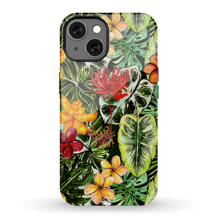 iPhone 13 StrongFit Vintage Tropical Flower Jungle Pattern by  Utart