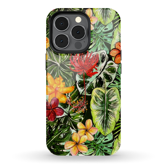 iPhone 13 pro StrongFit Vintage Tropical Flower Jungle Pattern by  Utart