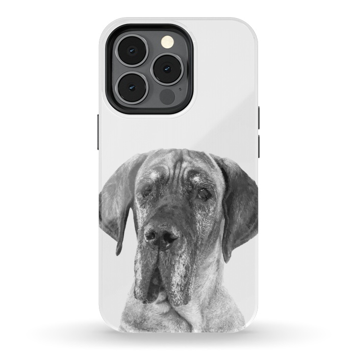 iPhone 13 pro StrongFit Black and White Great Dane by Alemi