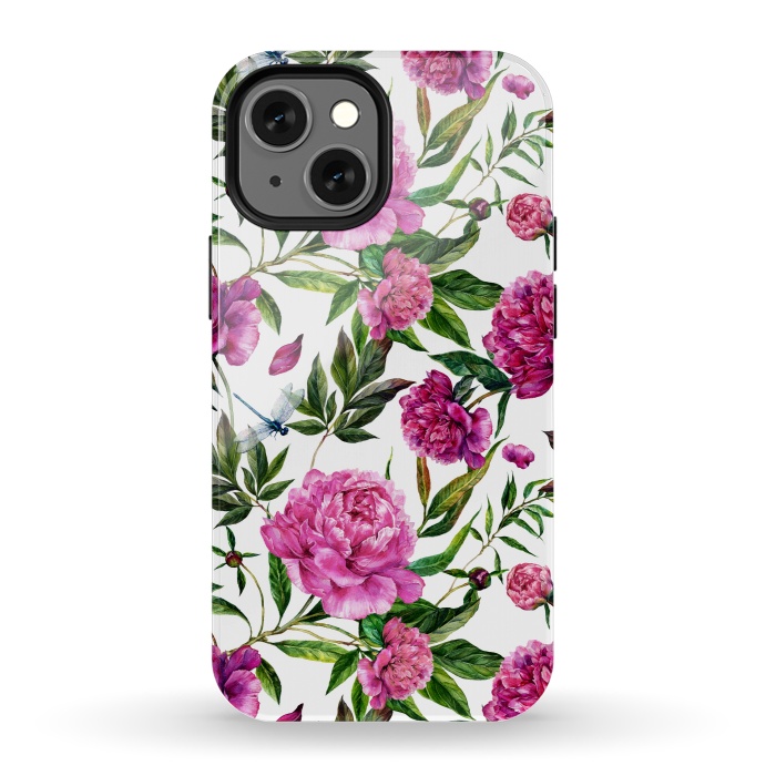 iPhone 13 mini StrongFit Pink Peonies on White by  Utart