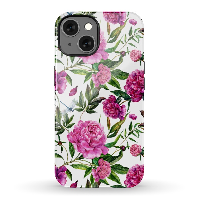 iPhone 13 StrongFit Pink Peonies on White by  Utart