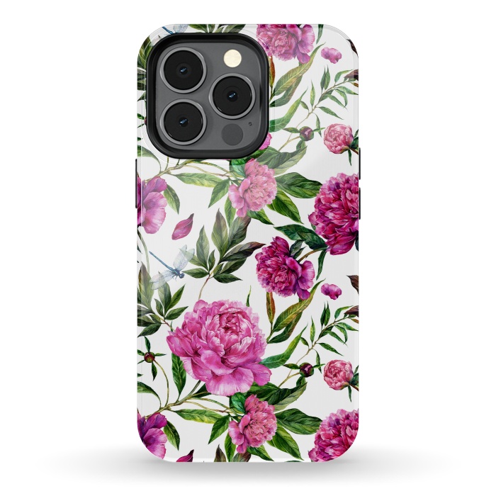 iPhone 13 pro StrongFit Pink Peonies on White by  Utart