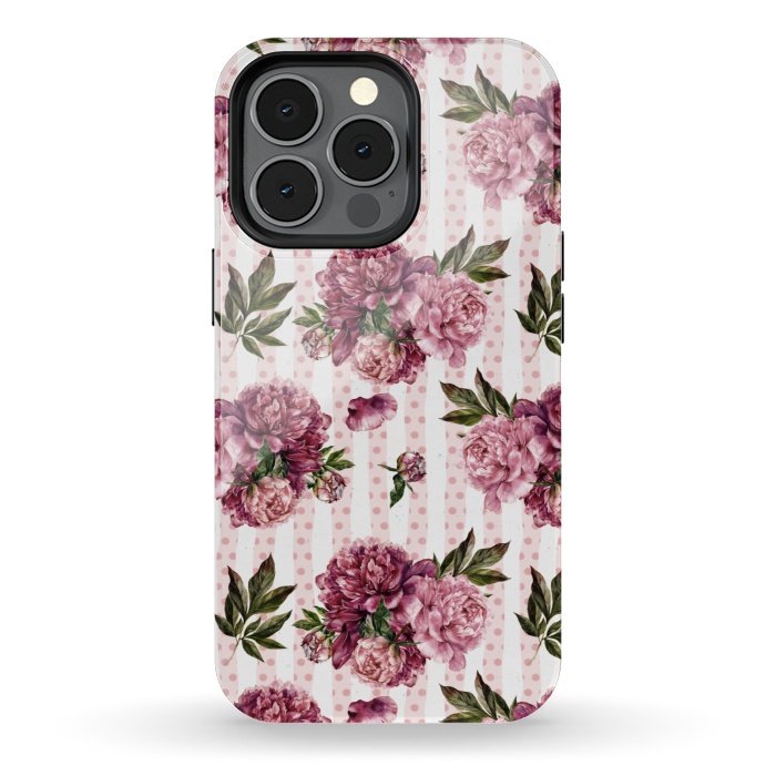 iPhone 13 pro StrongFit Vintage Pink Peony Pattern by  Utart