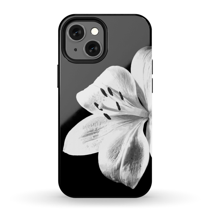 iPhone 13 mini StrongFit White Lily Black Background by Alemi