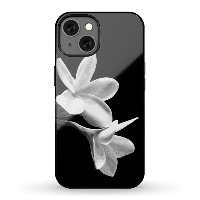 iPhone 13 StrongFit White Flowers Black Background by Alemi