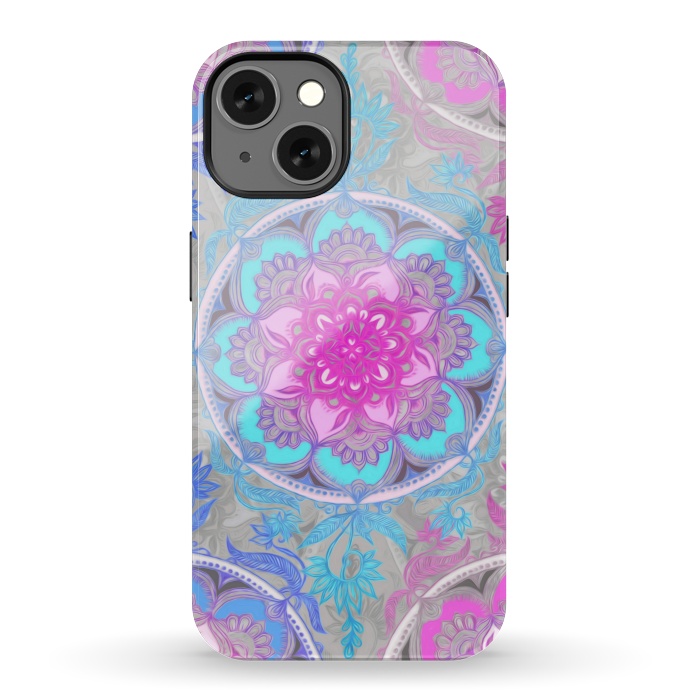 iPhone 13 StrongFit Pink, Purple and Turquoise Super Boho Medallions by Micklyn Le Feuvre
