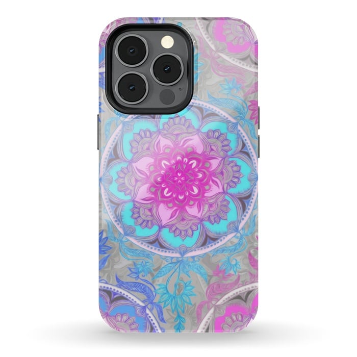 iPhone 13 pro StrongFit Pink, Purple and Turquoise Super Boho Medallions by Micklyn Le Feuvre