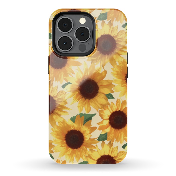 iPhone 13 pro StrongFit Happy Yellow Sunflowers by Micklyn Le Feuvre