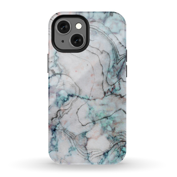 iPhone 13 mini StrongFit Teal and gray marble by  Utart