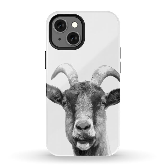 iPhone 13 mini StrongFit Black and White Goat Portrait by Alemi