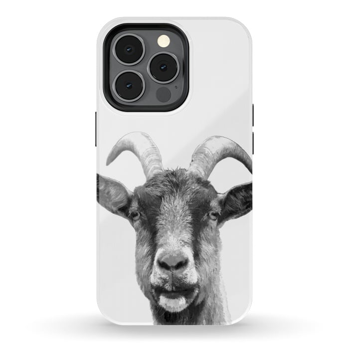 iPhone 13 pro StrongFit Black and White Goat Portrait by Alemi