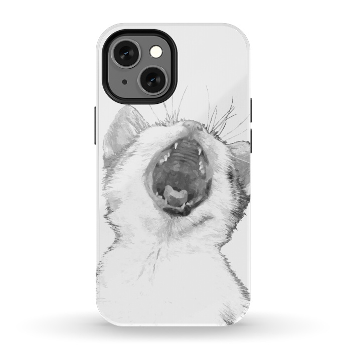 iPhone 13 mini StrongFit Black and White Sleepy Kitten  by Alemi