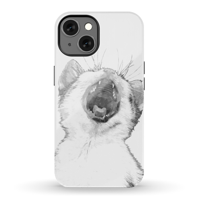 iPhone 13 StrongFit Black and White Sleepy Kitten  by Alemi