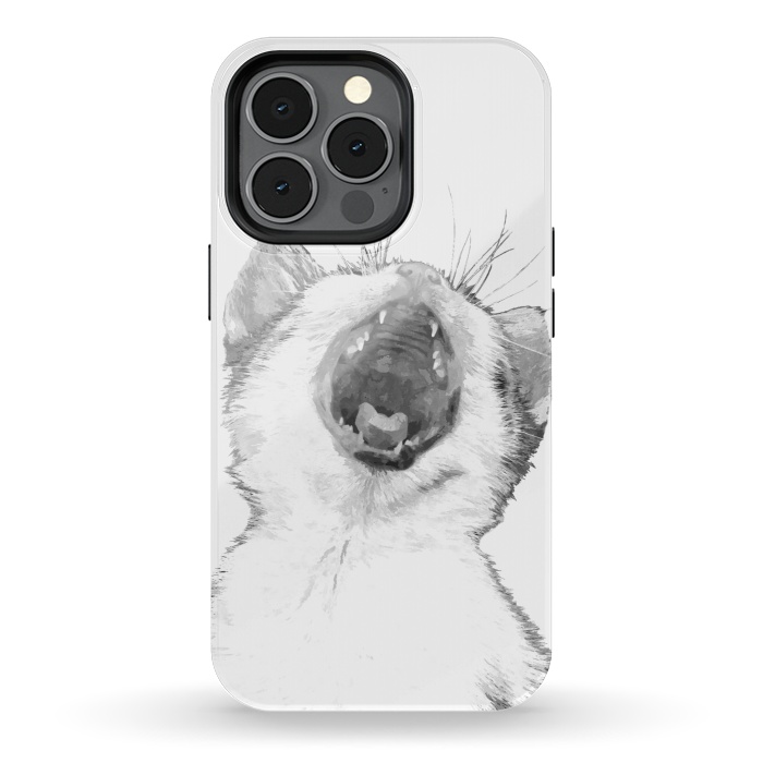 iPhone 13 pro StrongFit Black and White Sleepy Kitten  by Alemi