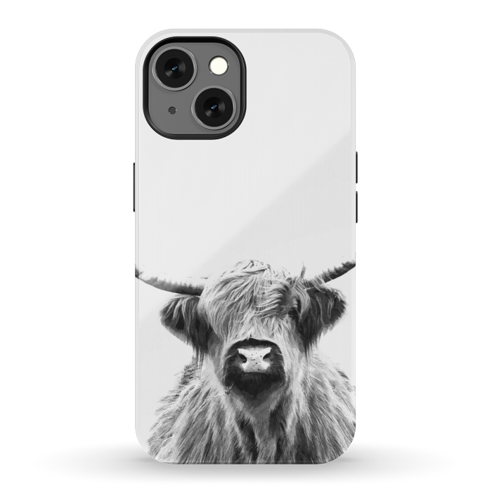 iPhone 13 StrongFit Black and White Highland Cow by Alemi