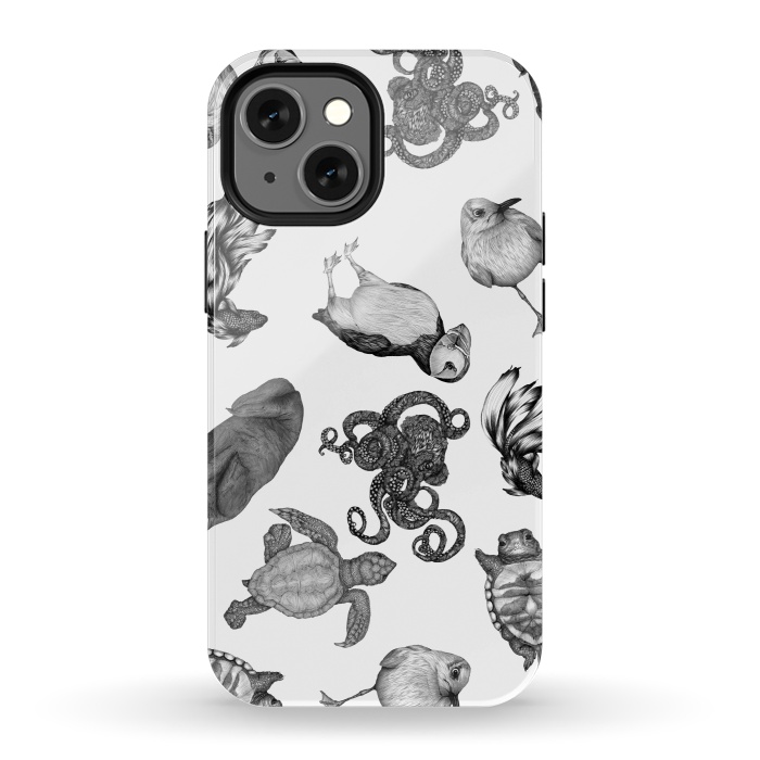 iPhone 13 mini StrongFit Cute Sea Animals Party by ECMazur 