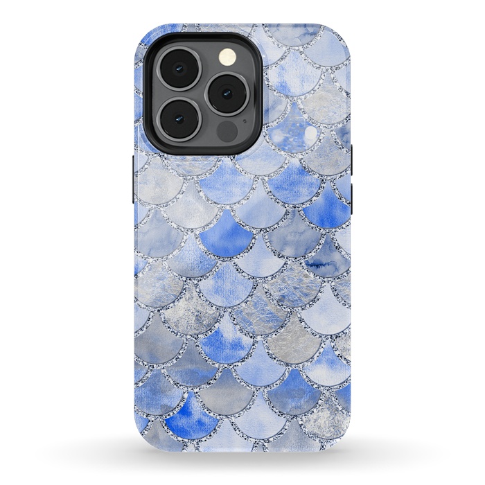 iPhone 13 pro StrongFit Blue and Silver Mermaid Scales by  Utart