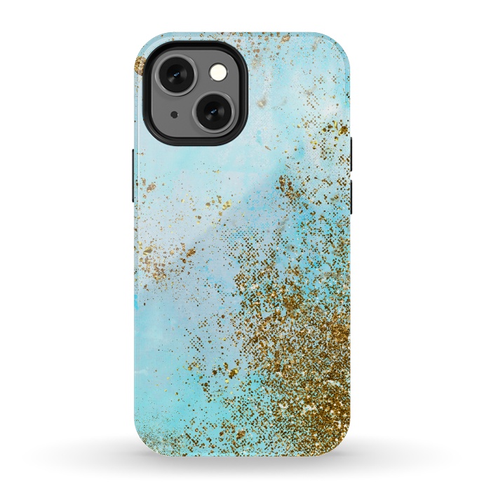 iPhone 13 mini StrongFit Gold and Teal Mermaid Glitter Foam by  Utart