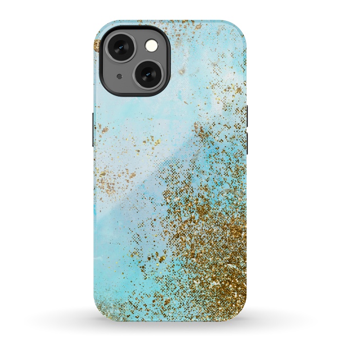 iPhone 13 StrongFit Gold and Teal Mermaid Glitter Foam by  Utart