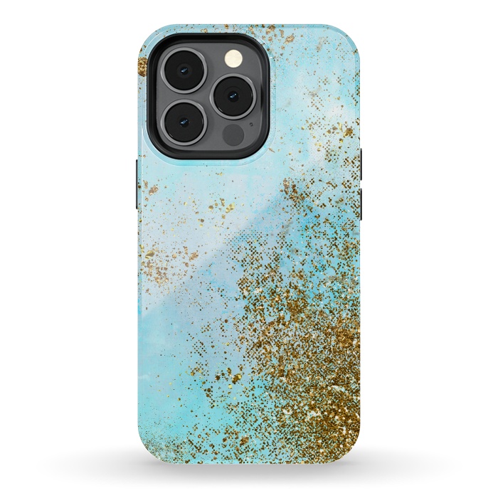 iPhone 13 pro StrongFit Gold and Teal Mermaid Glitter Foam by  Utart