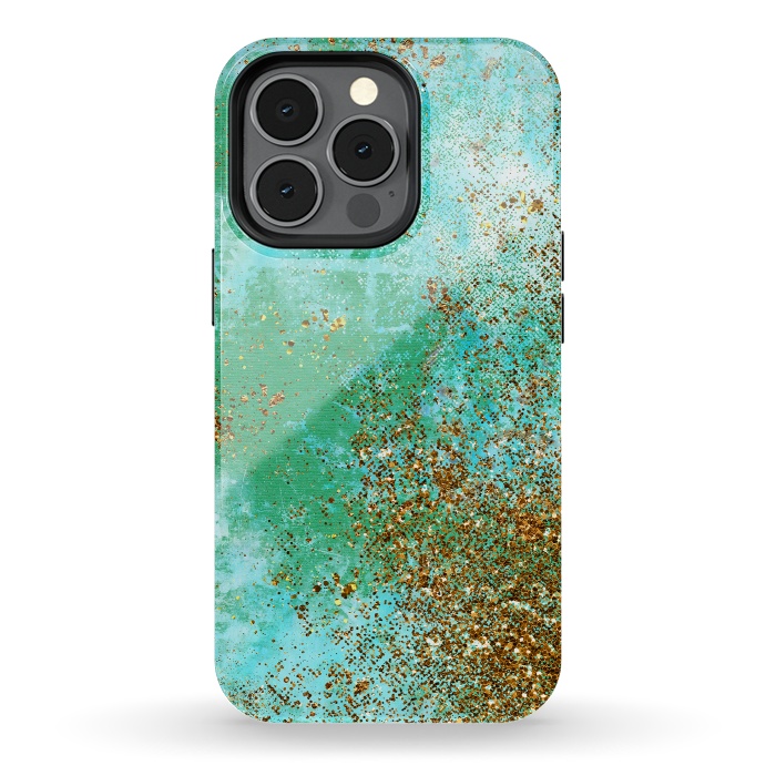 iPhone 13 pro StrongFit Green and Gold Mermaid Glitter SeaFoam by  Utart
