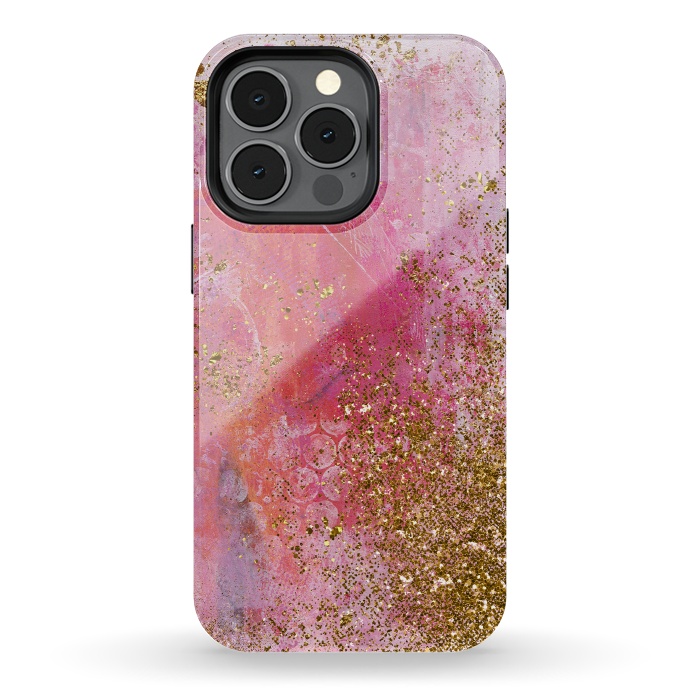 iPhone 13 pro StrongFit Pink and Gold Mermaid Glitter Seafoam by  Utart