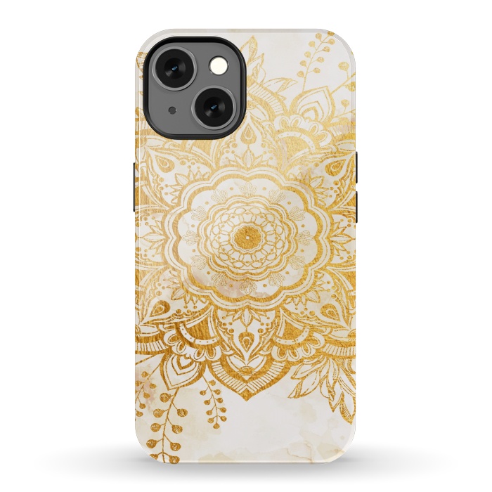 iPhone 13 StrongFit Queen Starring of Mandala-Gold Sunflower I by ''CVogiatzi.