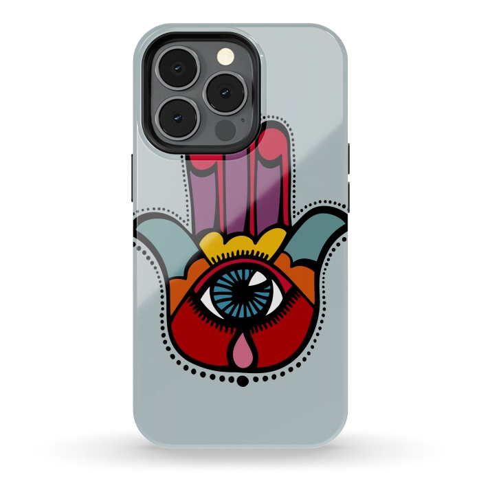 iPhone 13 pro StrongFit Pop Hamsa over Blue by Majoih