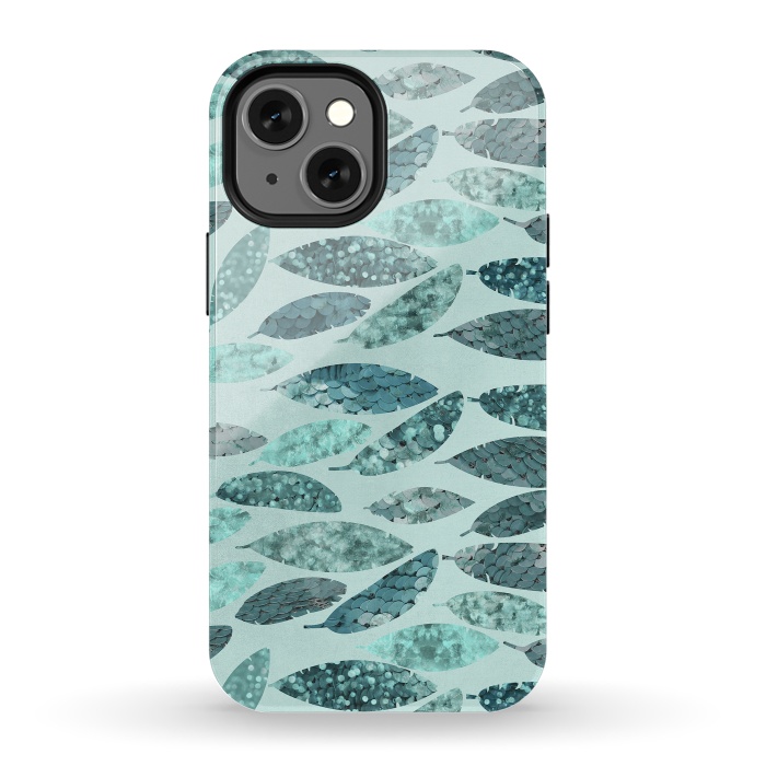 iPhone 13 mini StrongFit Turquoise Green Mermaid Feathers 2 by Andrea Haase
