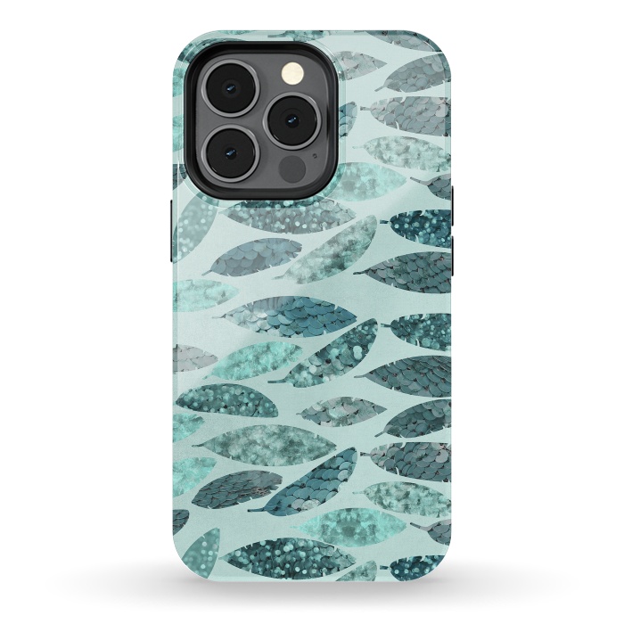 iPhone 13 pro StrongFit Turquoise Green Mermaid Feathers 2 by Andrea Haase