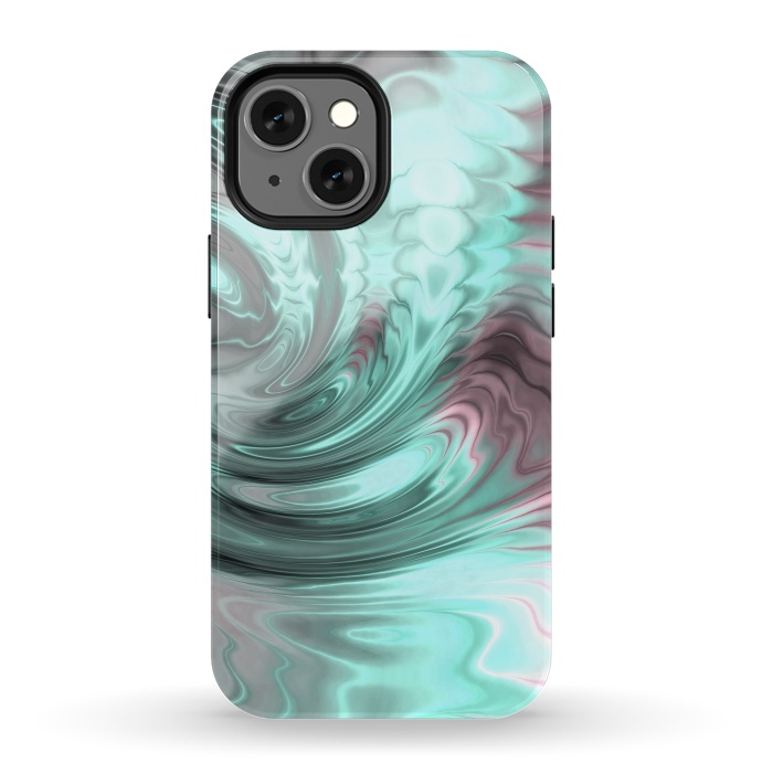 iPhone 13 mini StrongFit Abstract Fractal Teal Pink 2 by Andrea Haase