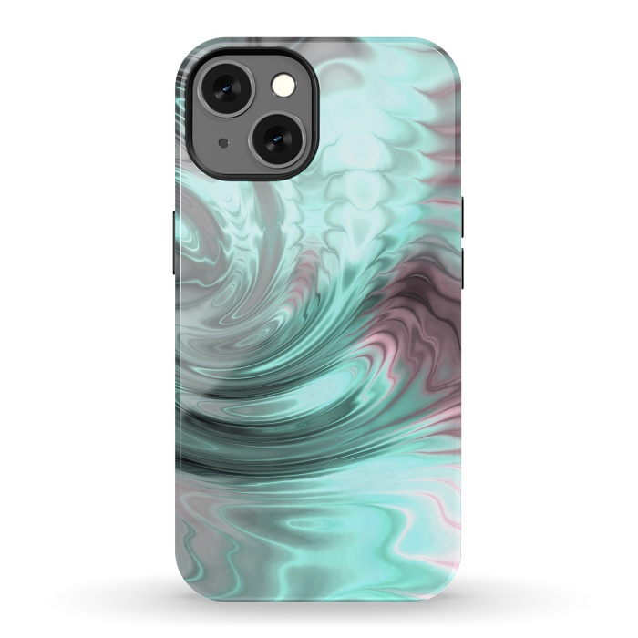 iPhone 13 StrongFit Abstract Fractal Teal Pink 2 by Andrea Haase