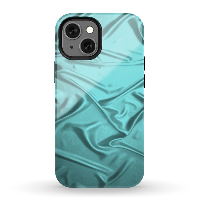 iPhone 13 mini StrongFit Shimmering Teal Satin by Andrea Haase