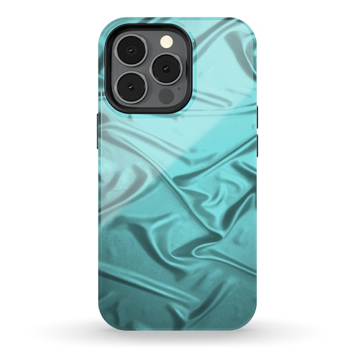 iPhone 13 pro StrongFit Shimmering Teal Satin by Andrea Haase