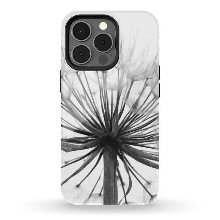 iPhone 13 pro StrongFit Black and White Dandelion by Alemi