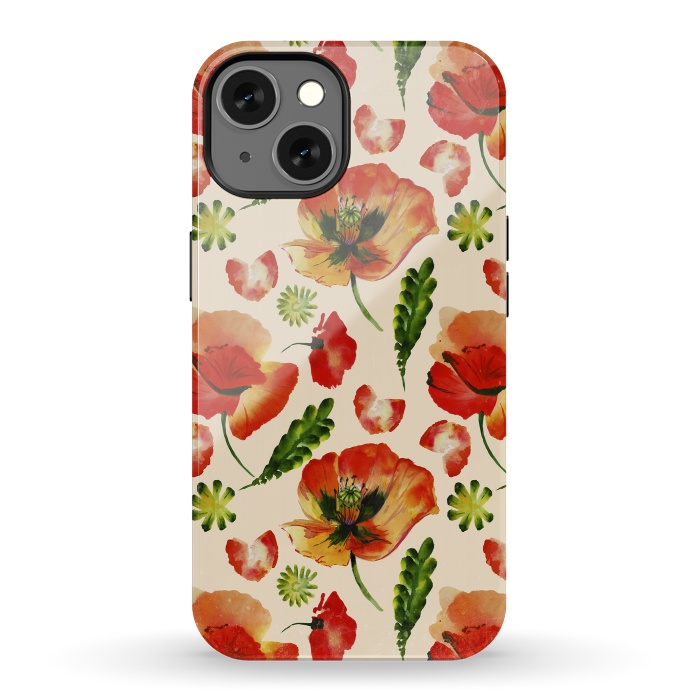 iPhone 13 StrongFit Watercolor Poppy Pattern by  Utart