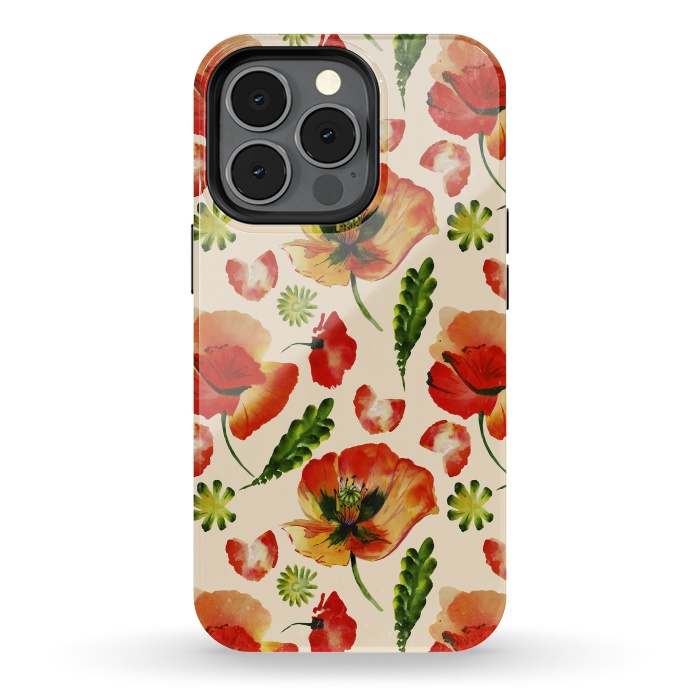 iPhone 13 pro StrongFit Watercolor Poppy Pattern by  Utart