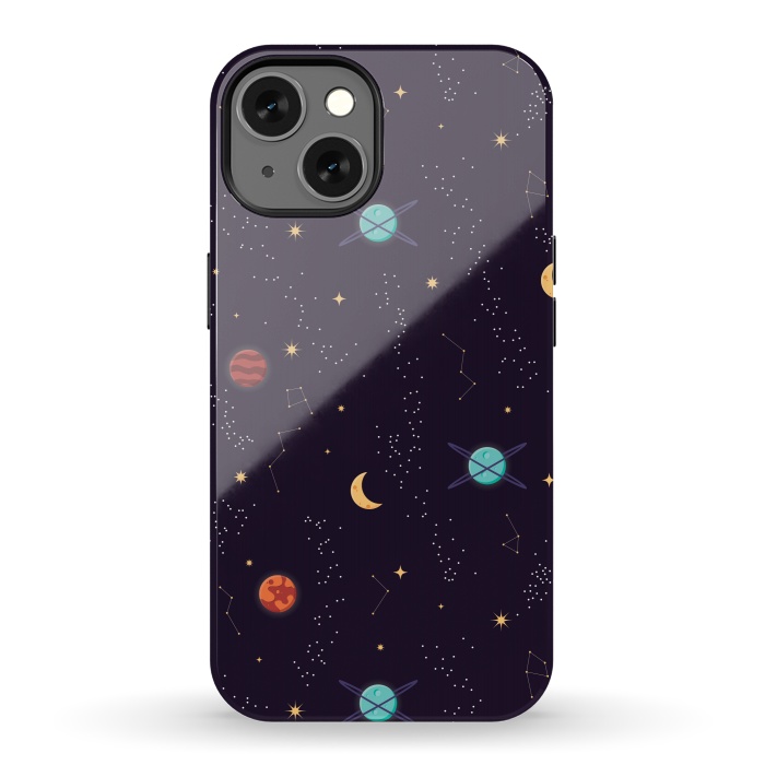 iPhone 13 StrongFit Universe with planets and stars seamless pattern, cosmos starry night sky, vector illustration by Jelena Obradovic