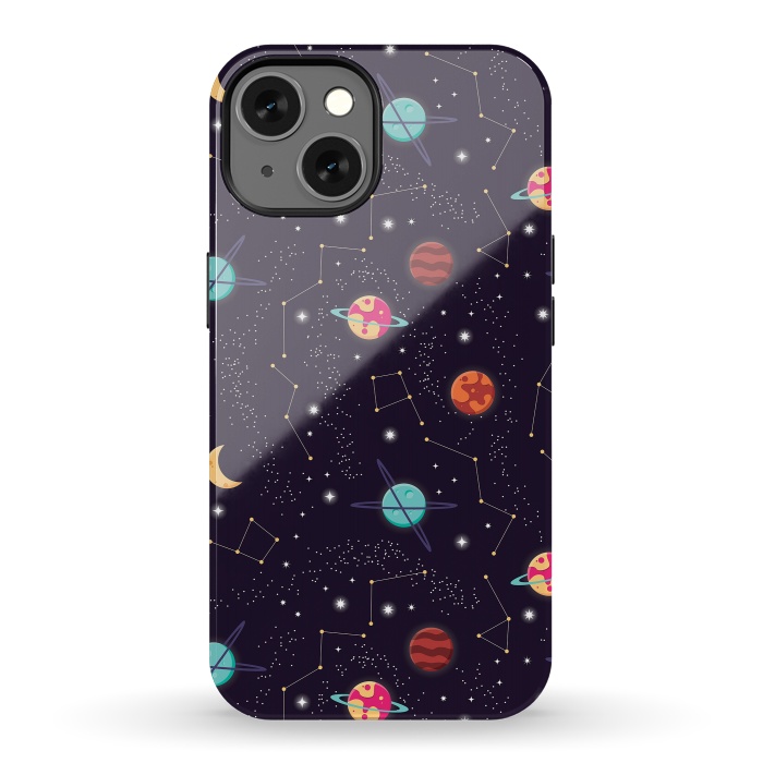 iPhone 13 StrongFit Universe with planets and stars seamless pattern, cosmos starry night sky 004 by Jelena Obradovic