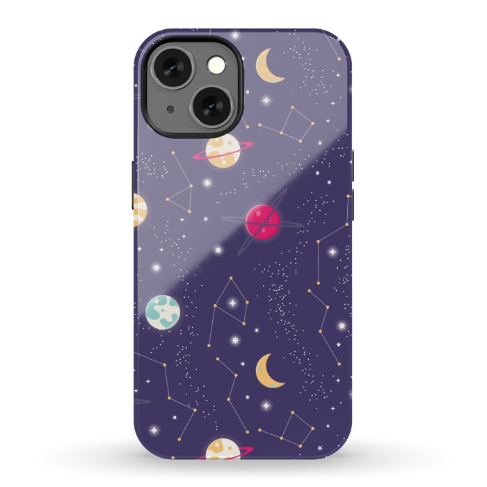 iPhone 13 StrongFit Universe with planets and stars seamless pattern, cosmos starry night sky 006 by Jelena Obradovic