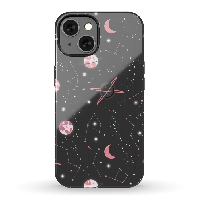 iPhone 13 StrongFit Universe with planets and stars seamless pattern, cosmos starry night sky 007 by Jelena Obradovic