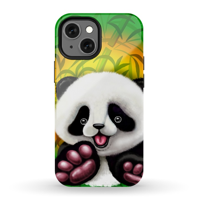 iPhone 13 mini StrongFit Panda Baby Bear Cute and Happy by BluedarkArt