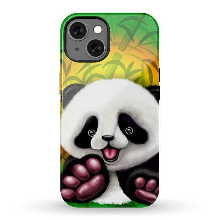 iPhone 13 StrongFit Panda Baby Bear Cute and Happy by BluedarkArt