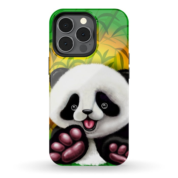 iPhone 13 pro StrongFit Panda Baby Bear Cute and Happy by BluedarkArt