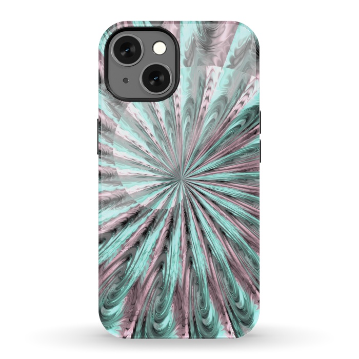 iPhone 13 StrongFit Fractal Spiral Rosegold And Teal by Andrea Haase