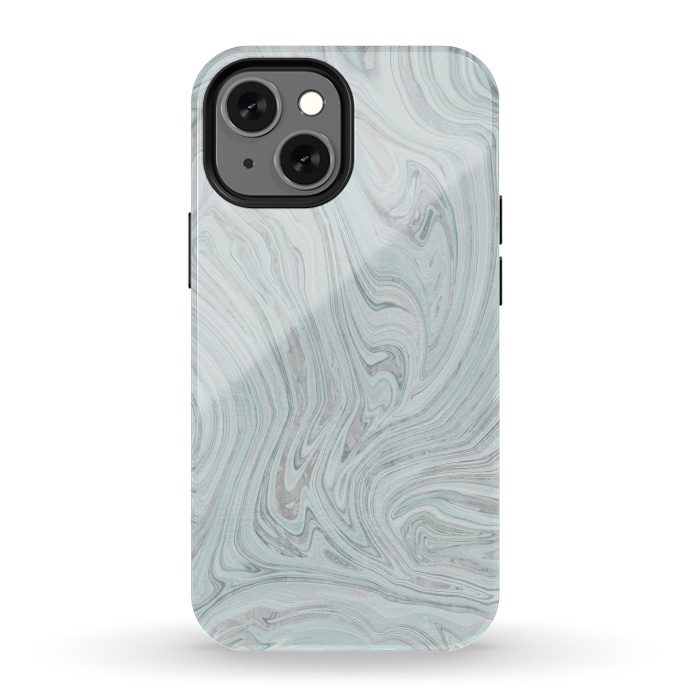 iPhone 13 mini StrongFit Teal Grey Soft Pastel Marble by Andrea Haase