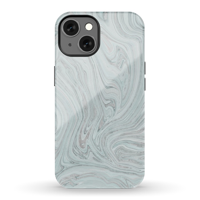 iPhone 13 StrongFit Teal Grey Soft Pastel Marble by Andrea Haase