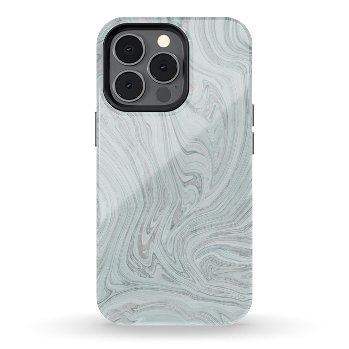 iPhone 13 pro StrongFit Teal Grey Soft Pastel Marble by Andrea Haase