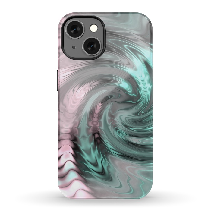 iPhone 13 StrongFit Abstract Fractal Swirl Rose Gold And Teal 2 by Andrea Haase