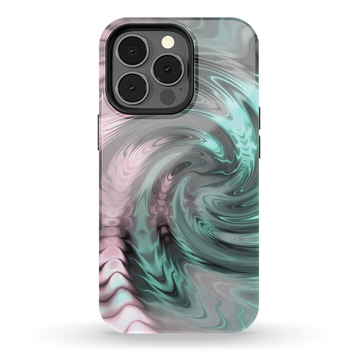 iPhone 13 pro StrongFit Abstract Fractal Swirl Rose Gold And Teal 2 by Andrea Haase